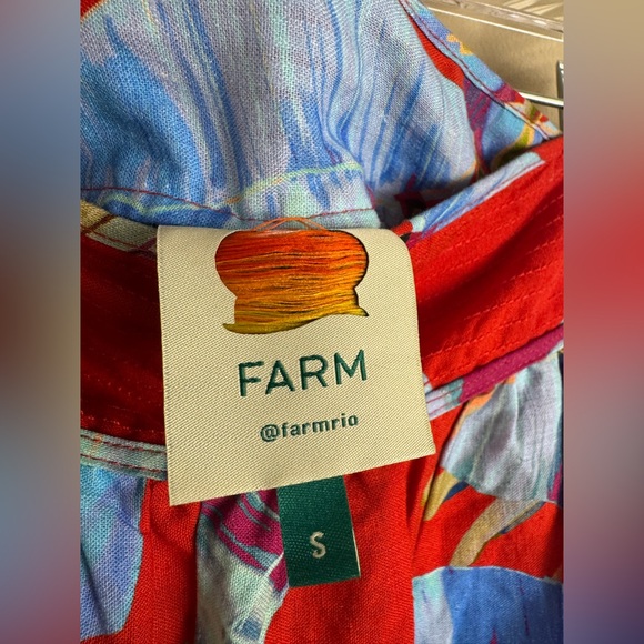 Farm Rio Sweet Jungle High Waist Linen Shorts in Ananas Red - Picture 3 of 7